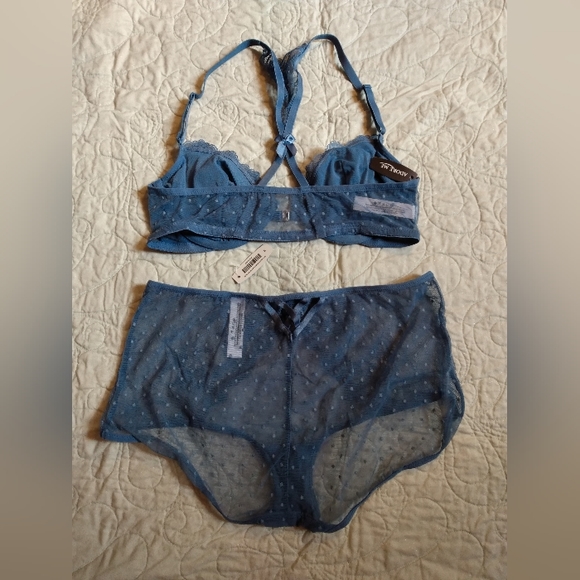 NWT Adoreme blue lace bra set, 34C, M - Picture 3 of 5